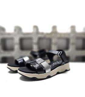 sandalias piel negras cómodas mujer velcro
