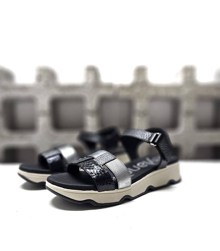 sandalias piel negras cómodas mujer velcro