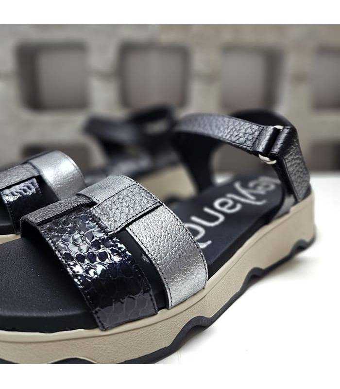 sandalias confort negras planta acolchada