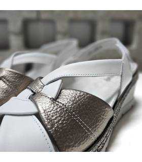 sandalias piel metalizada verano mujer