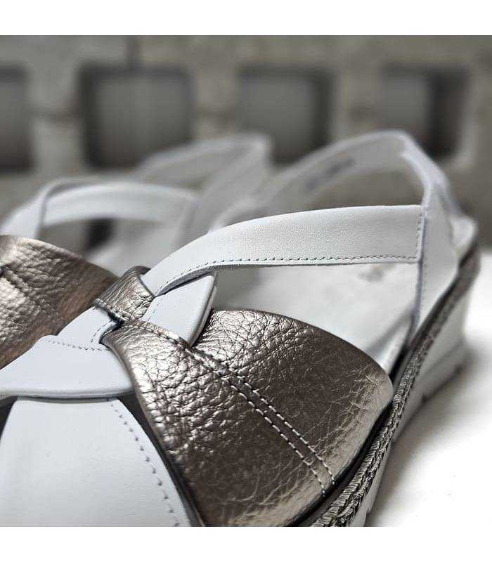 sandalias piel metalizada verano mujer