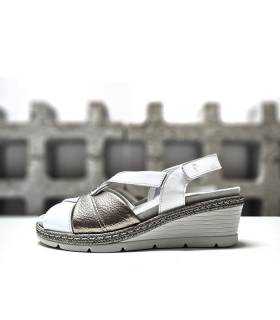 sandalias piel metalizada verano mujer, perfil