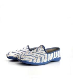 zapatillas casa mujer verano Pelusin azul geometrico