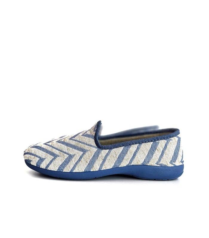 zapatillas casa frescas mujer algodon azul transpirable, perfil