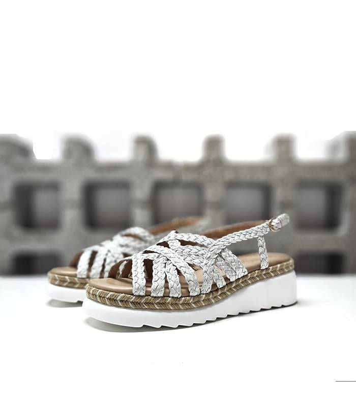 sandalias plataforma mujer Chika10 blancas trenzadas