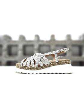 sandalias piel trenzada mujer blancas boho