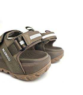 sandalias senderismo hombre verdes con velcro, trasera