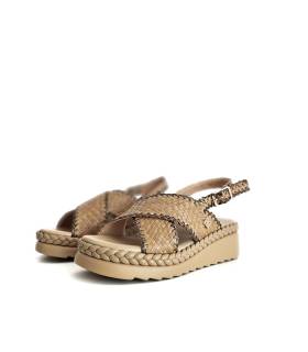 sandalias plataforma piel mujer camel trenzadas Chika10 vista lateral
