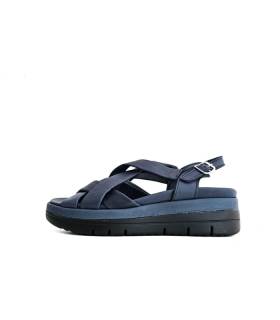 sandalias azules piel mujer horma ancha cuña ligera Doctor Cutillas