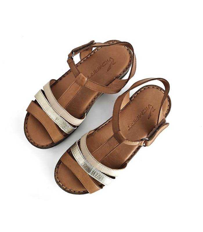 sandalias cuña mujer cómodas piel velcro verano