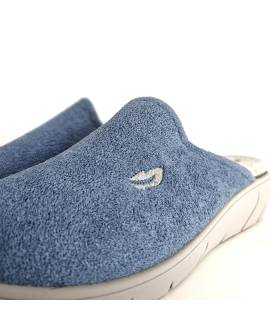 detalle del tejido de rizo azul de las zapatillas plumaflex mujer