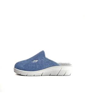 zapatillas casa Plumaflex destalonadas rizo azul suela cuña