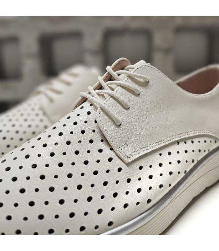 zapatos piel mujer verano blancos, detalle de piel
