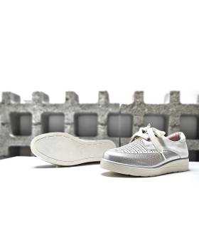 zapatos mujer cordones cómodos plata de Renature