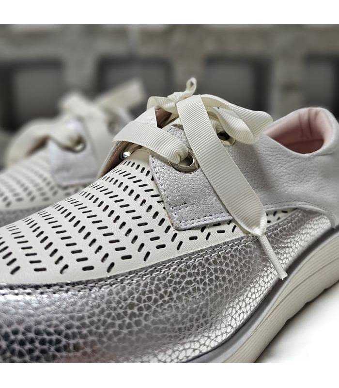 zapatos mujer plata verano piel