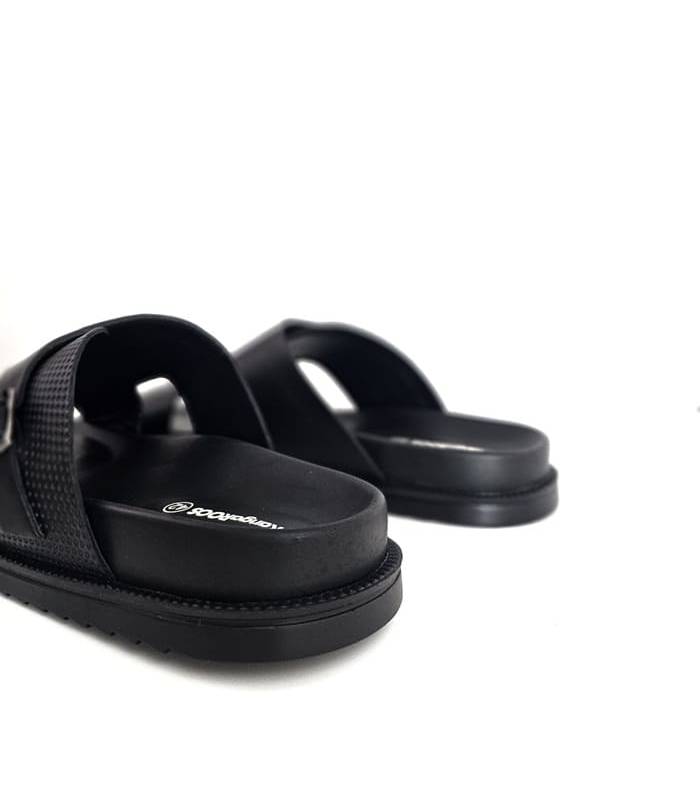 sandalias hombre piel negras detalle textura