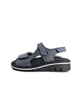 sandalias mujer piel ancha vista lateral