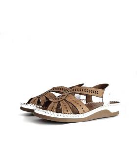 sandalias mujer cómodas piel blanco cuero
