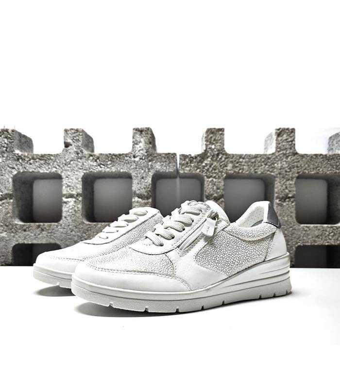 zapatos mujer Lumel blanco ancho cremallera