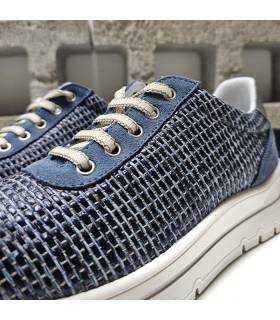 zapatos mujer cómodos azul tejido transpirable
