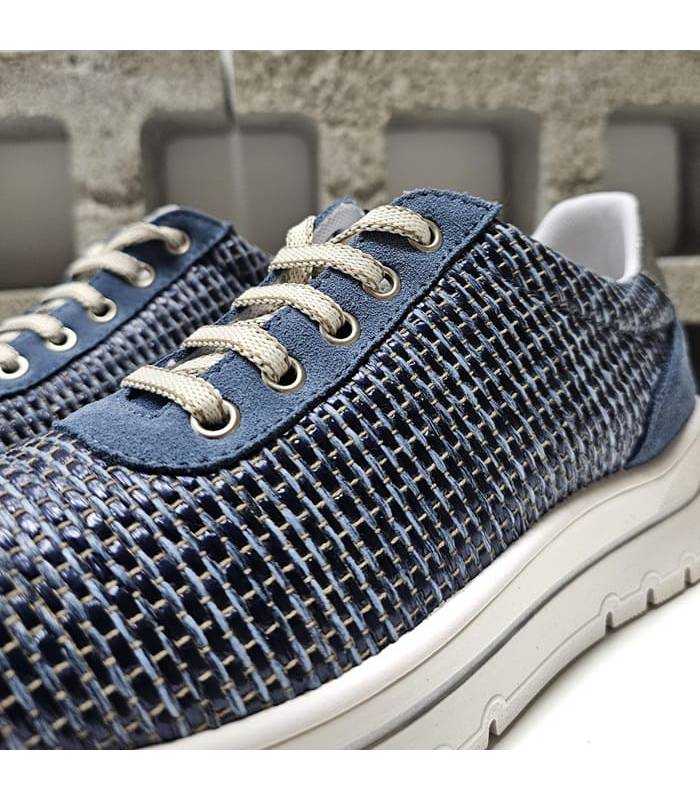 zapatos mujer cómodos azul tejido transpirable