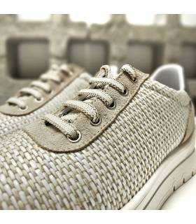 zapatos mujer cómodos beige detalle trenzado