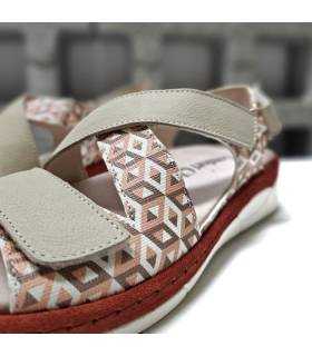 sandalias mujer piel suave estampado geométrico
