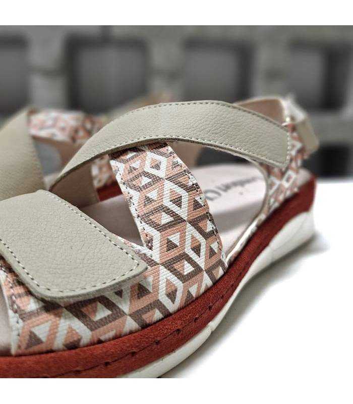 sandalias mujer piel suave estampado geométrico
