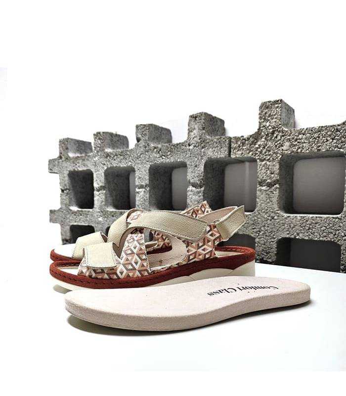 sandalias mujer beige plantilla extraible cómodas