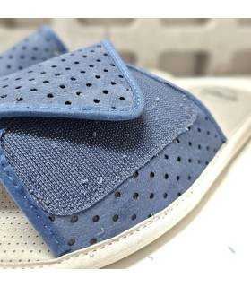 zapatillas casa verano hombre abiertas velcro azul gomus