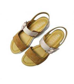 sandalias verano mujer cómodas piel mostaza