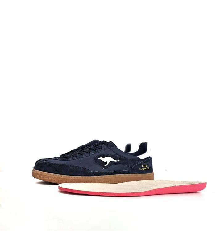 Zapatillas hombre casual Kangaroos K25 piel azul con plantilla extraible