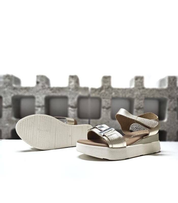 sandalias mujer cómodas doradas suela