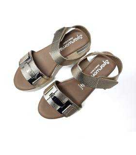 sandalias piel mujer doradas vista superior
