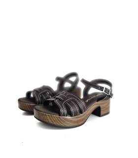 sandalias mujer cómodas piel marrón plataforma