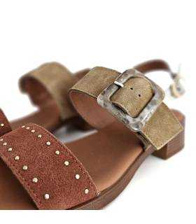 sandalias mujer tachas doradas pala teja