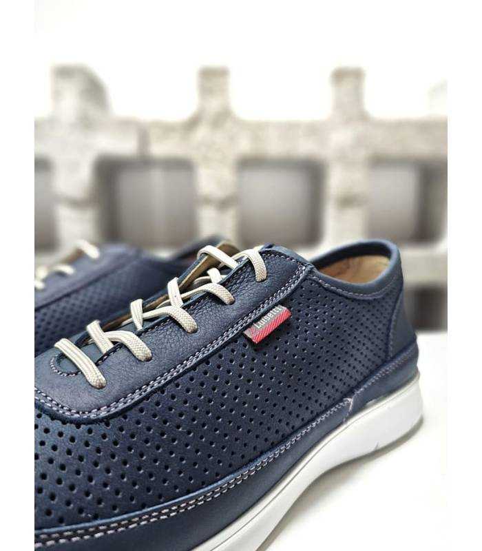 zapatos Luisetti hombre piel perforada azul