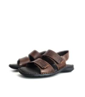 sandalias hombre piel cómodas marrón velcro