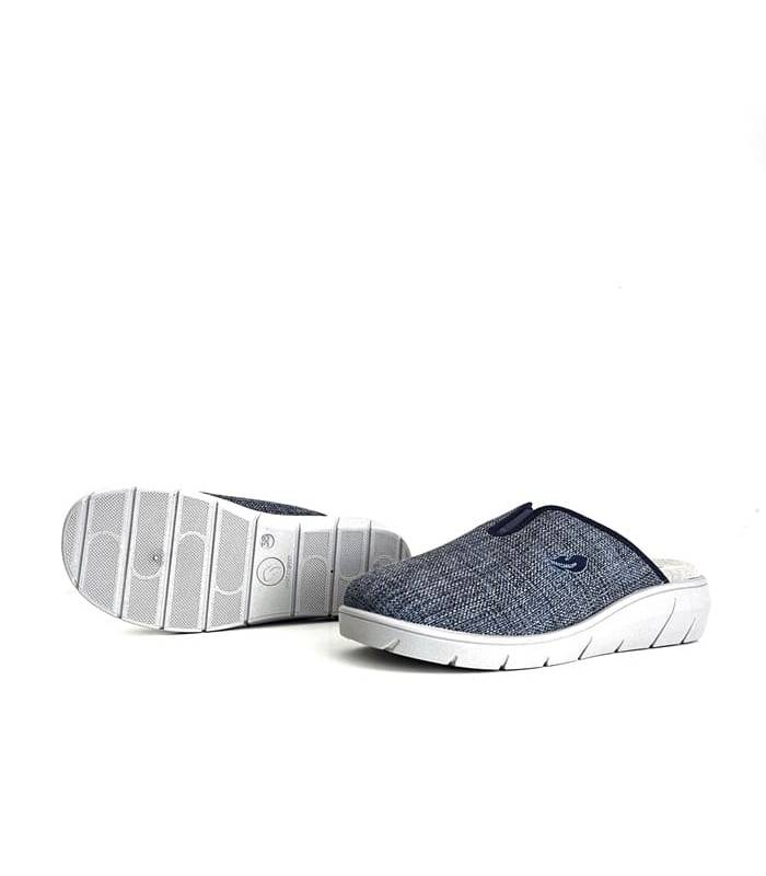 zapatillas mujer azul cuña 3 cm cómodas casa