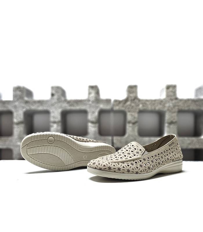 mocasínes alpargatas beige mujer vista suela antideslizante