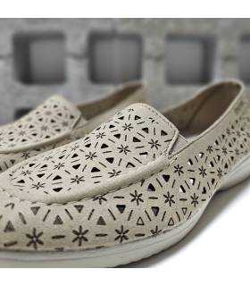 mocasín alpargata mujer calado beige detalle tejido
