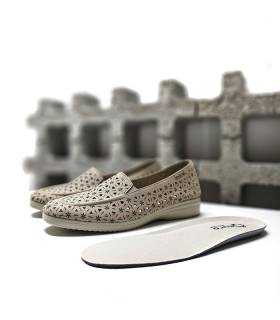 mocasín alpargata beige mujer plantilla extraíble