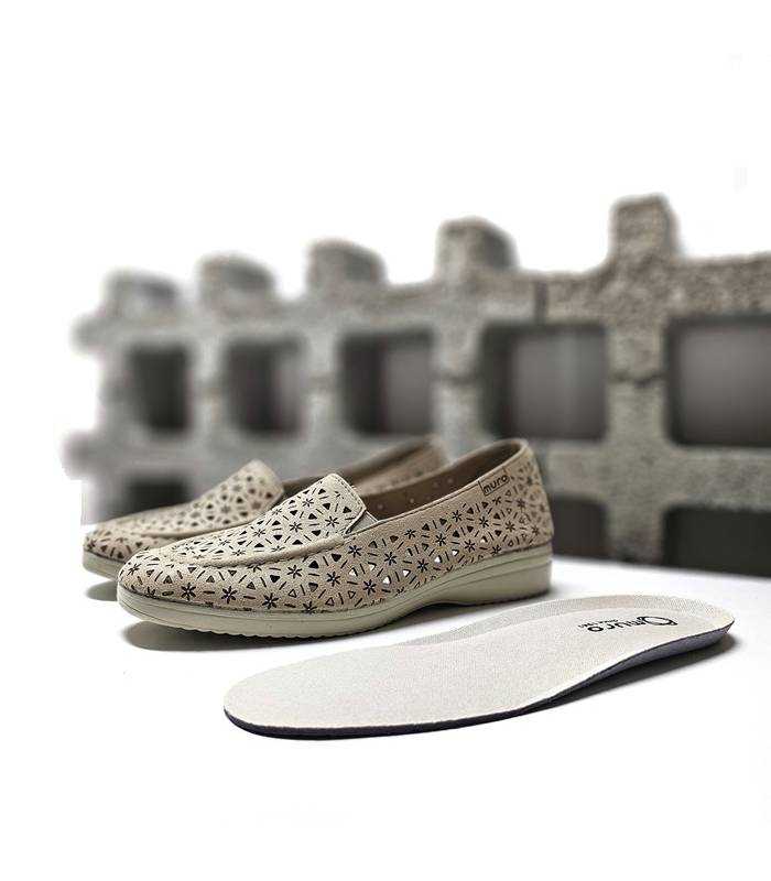 mocasín alpargata beige mujer plantilla extraíble