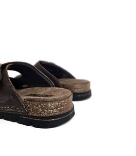 sandalias hombre cómodas verano piel marrón, trasera