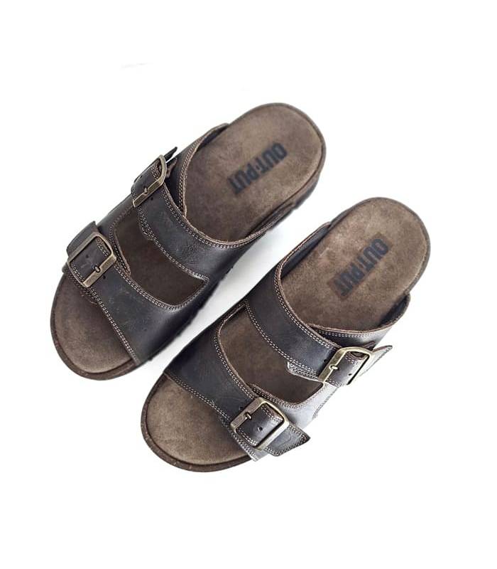 sandalias hombre abiertas piel marrón Zen