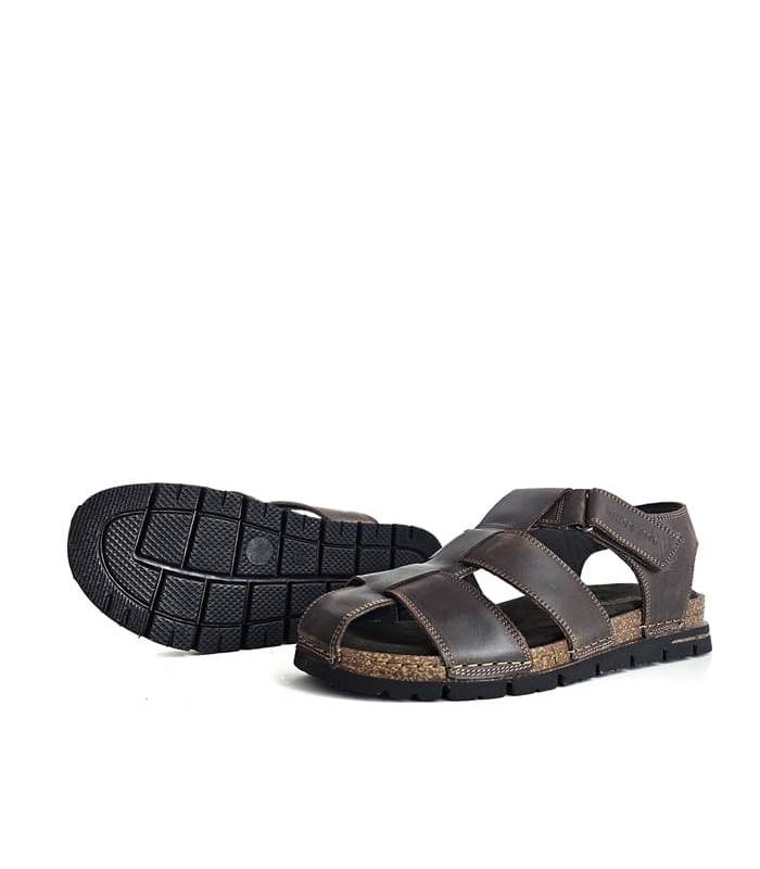 sandalias piel hombre marrón