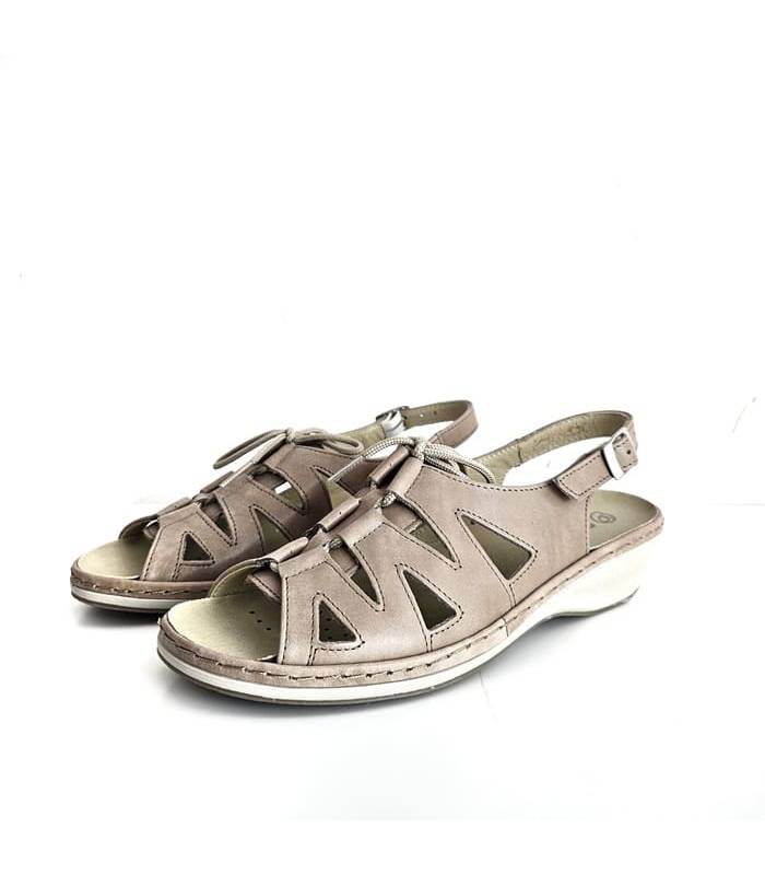 sandalias horma ancha color arena mujer Suave Leyland lateral