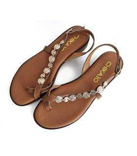 sandalias planas mujer cuero cómodas