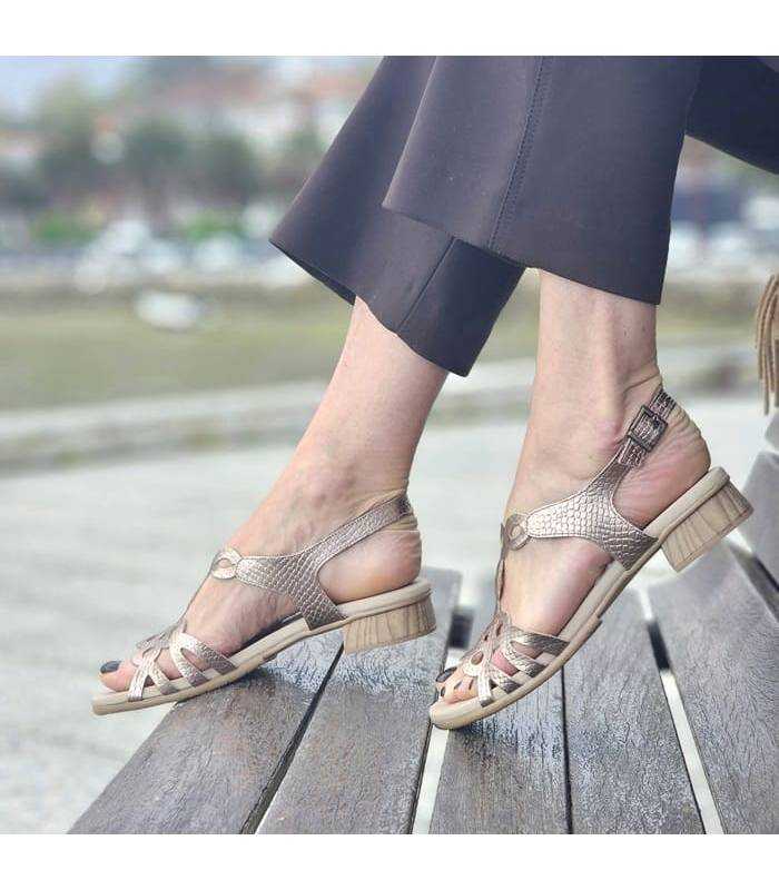 sandalias bronce cómodas mujer piel de Suave by Leyland Puestas de rebajas