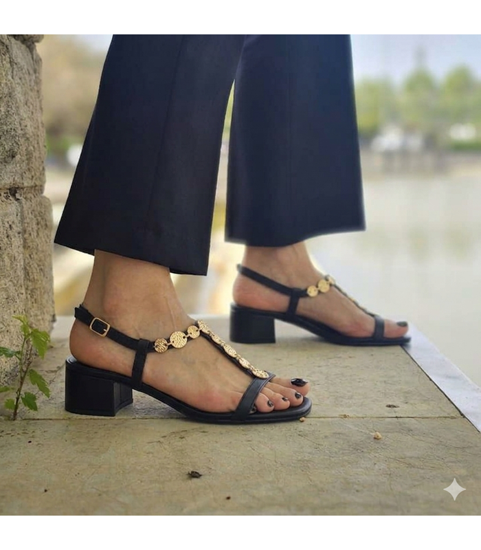 Sandalias planas mujer cómodas Chika10 de piel con abalori puestas de rebajas